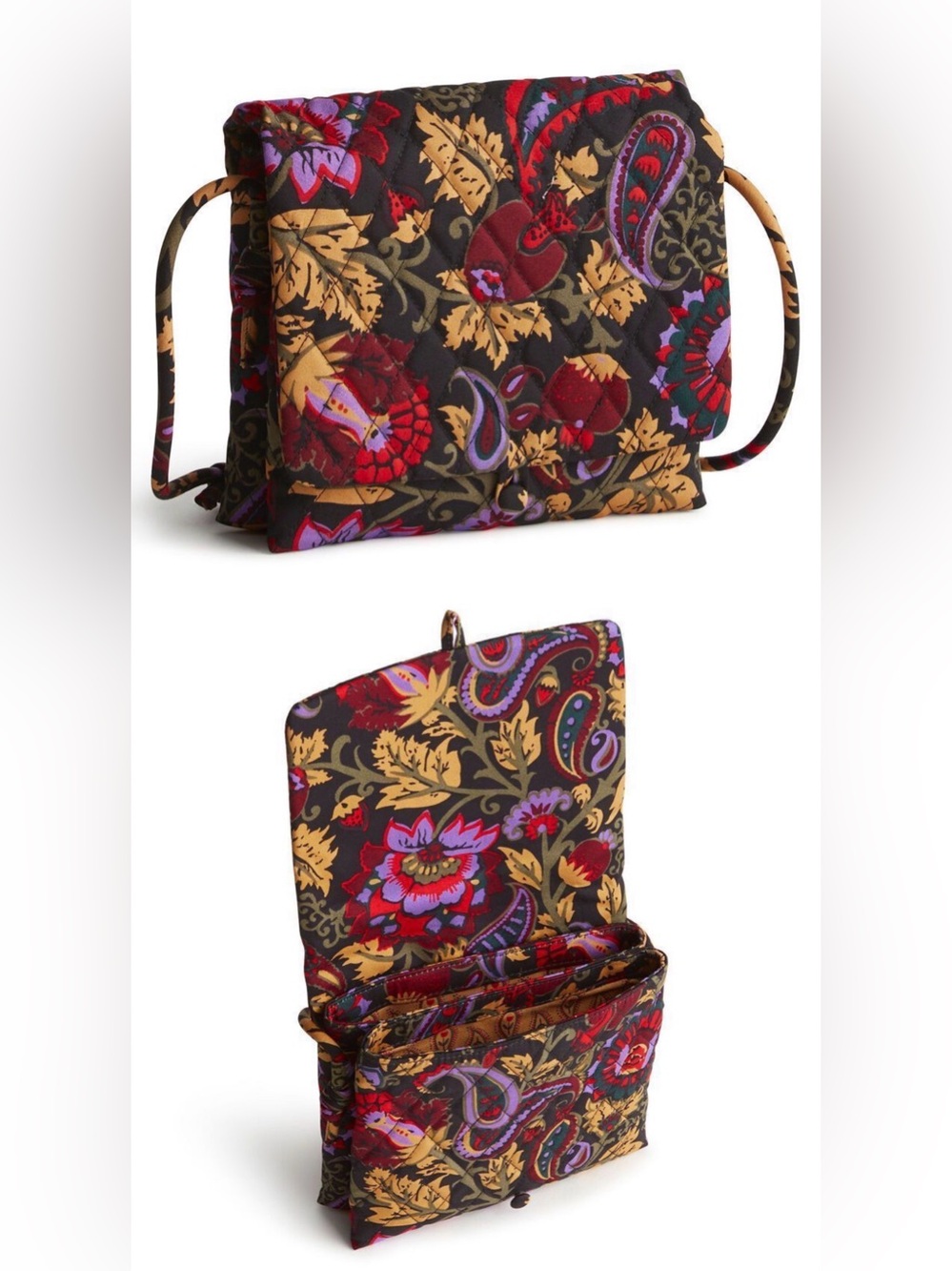 NWT Vera Bradley Baird Hipster Crossbody Bag Midnight Garden Paisley
